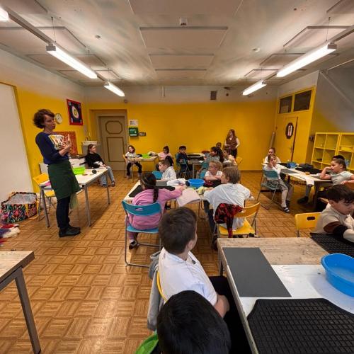 Die 1b Klasse und 2c Klasse filzen