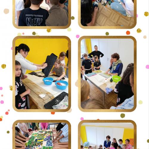 Die 1b Klasse und 2c Klasse filzen